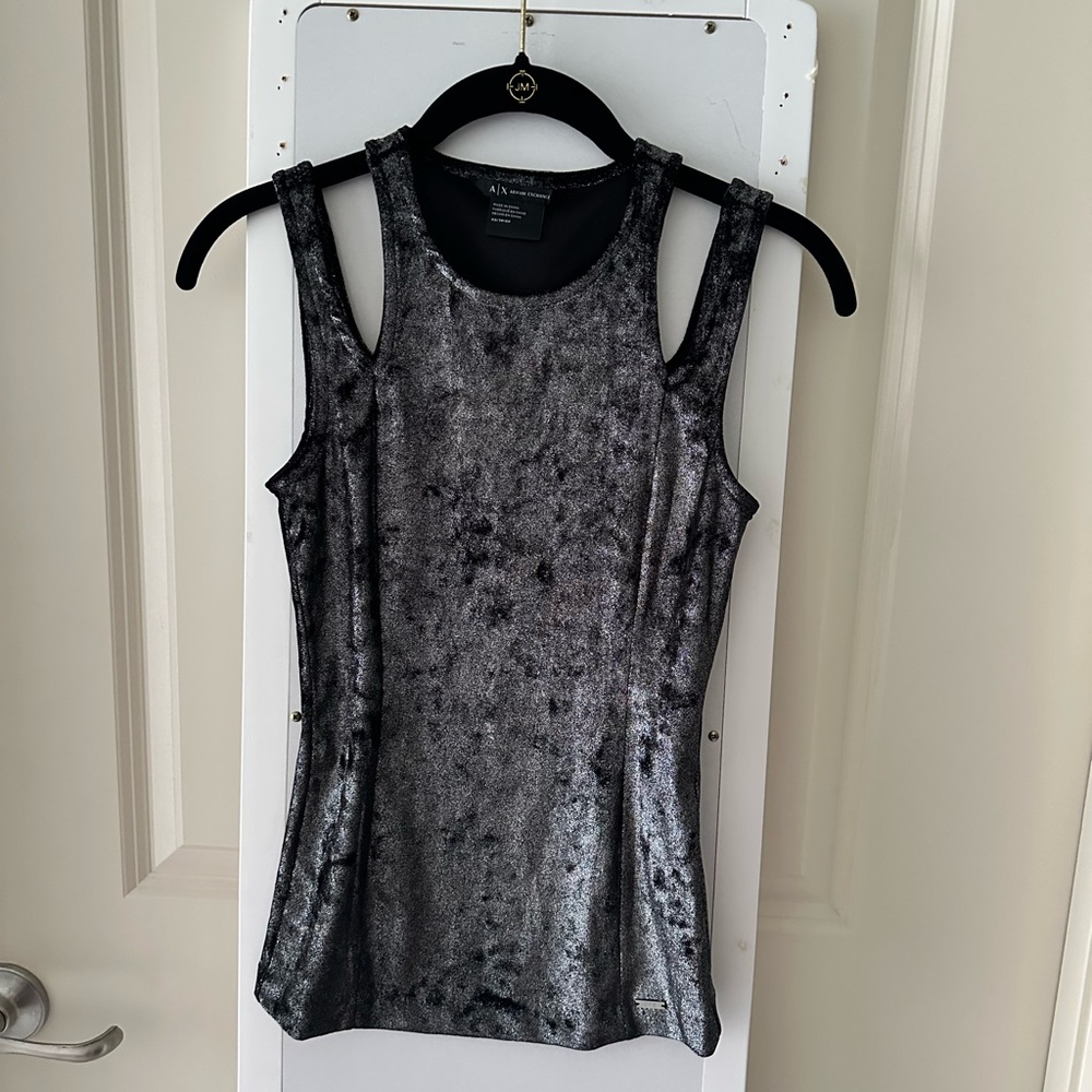 A/X Armani Exchange Metallic Black Tank Top